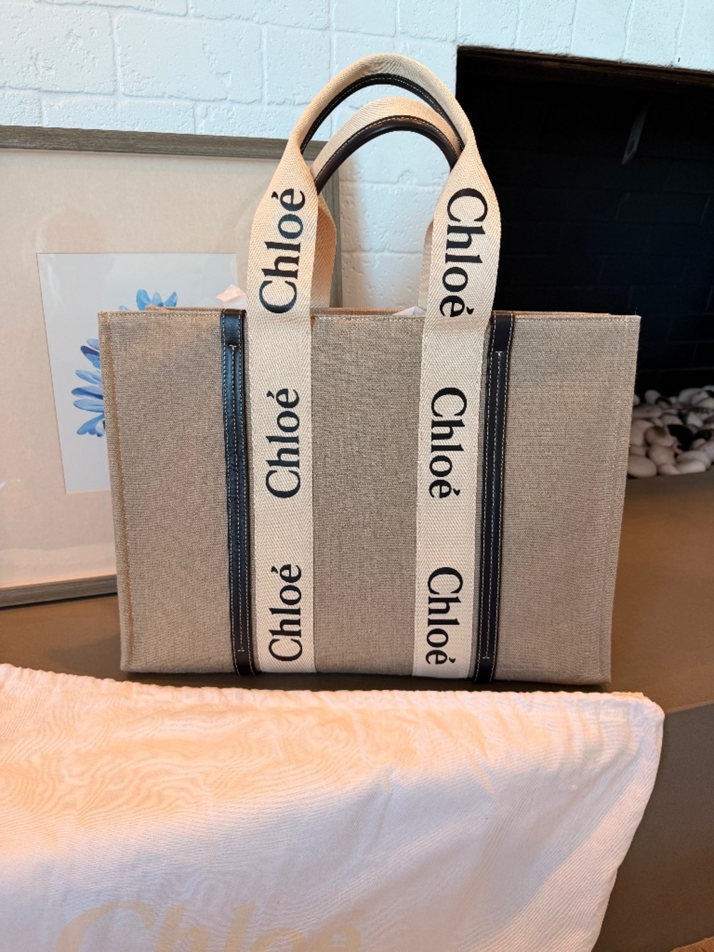 Chloe Woody Canvas Tote, size Large.
